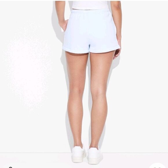 🩵NWT Light Blue High Rise Fleece Shorts Medium - Picture 3 of 9